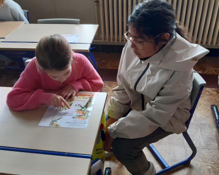 Zesdeklassers helpen in het tweede leerjaar 