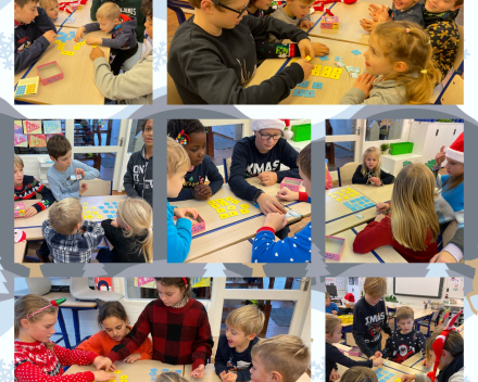 Klasoverschrijdend werken: klas 6 speelt spelletjes met de kleuters!